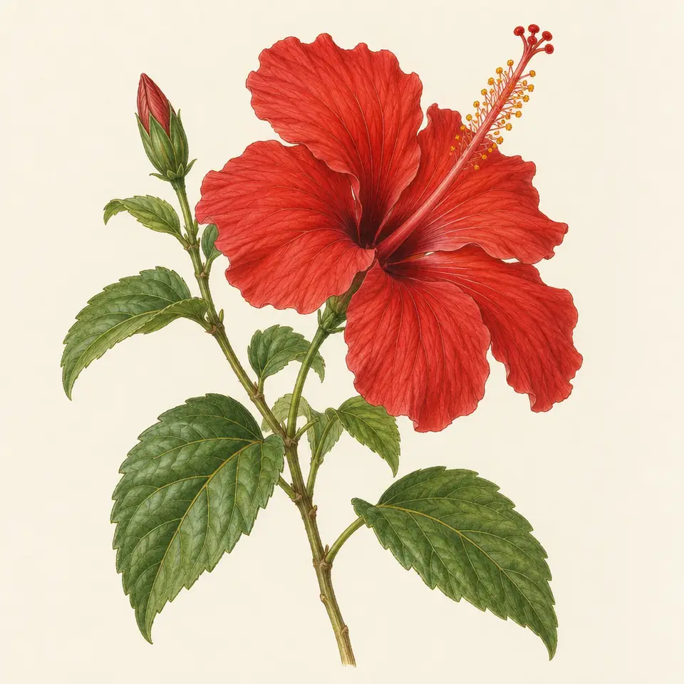 Rose, Hibiscus (illustration)