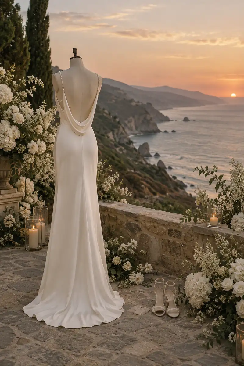 Illustration of the style of the wedding of Brad Pitt and Jennifer Aniston
