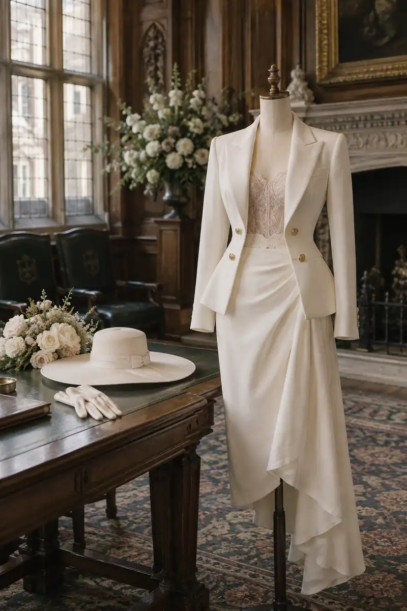 Illustration of the style of the wedding of Dua Lipa and Callum Turner