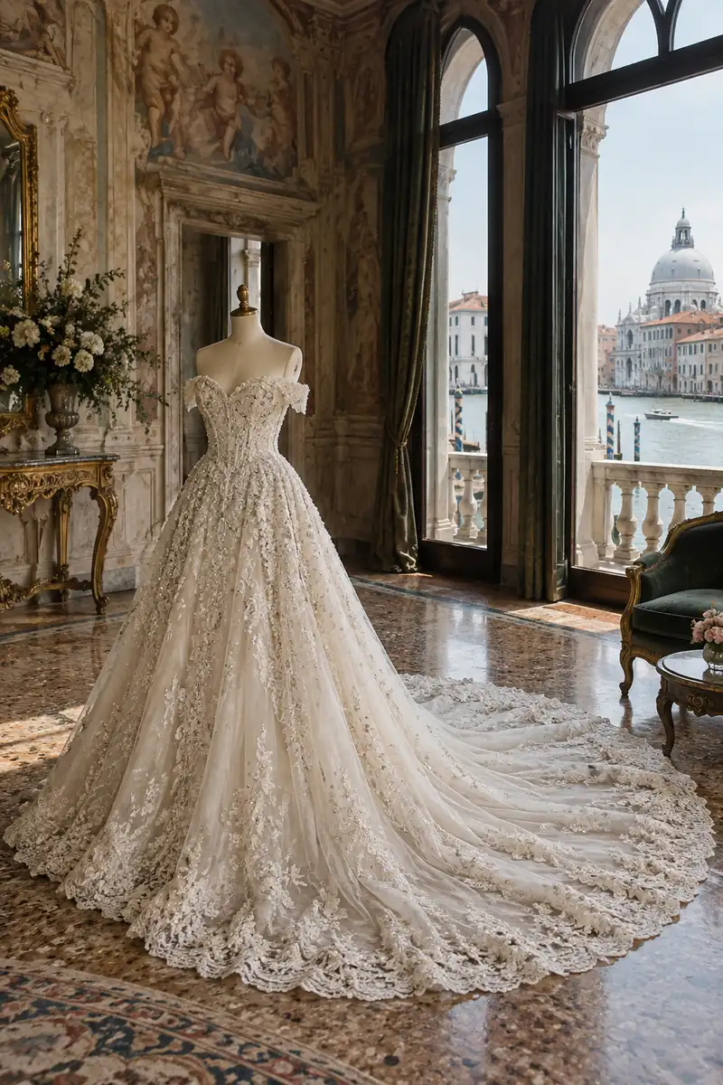 Illustration of the style of the wedding of George and Amal Clooney
